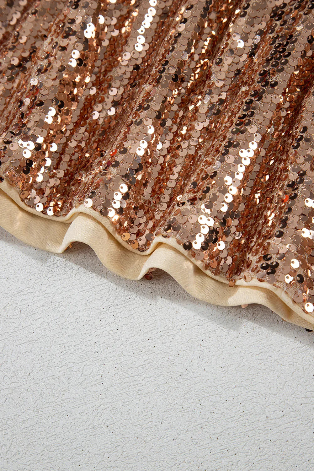 Gold Sequined Long Sleeve Cutout Back Mini Dress - MarkoFit