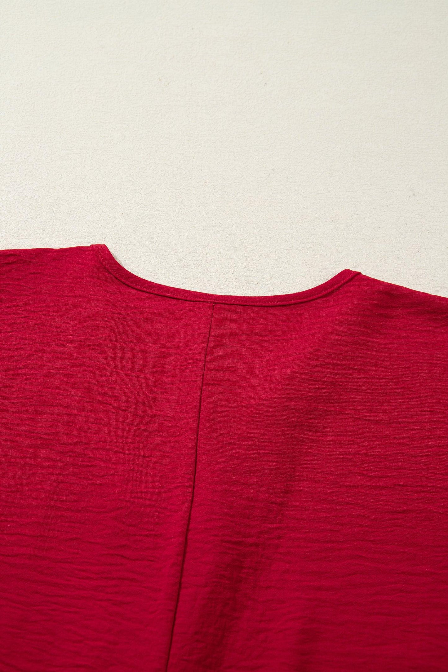 Racing Red Braided Trim V Neck Half Sleeve Blouse - MarkoFit