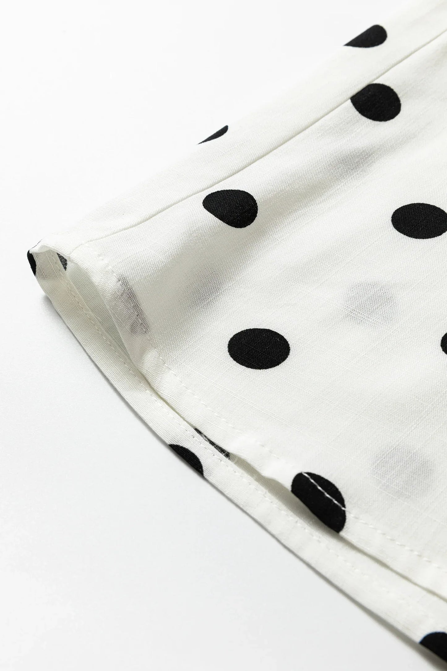 White Polka Dot Print Contrast Piping Elegant Shirt - MarkoFit