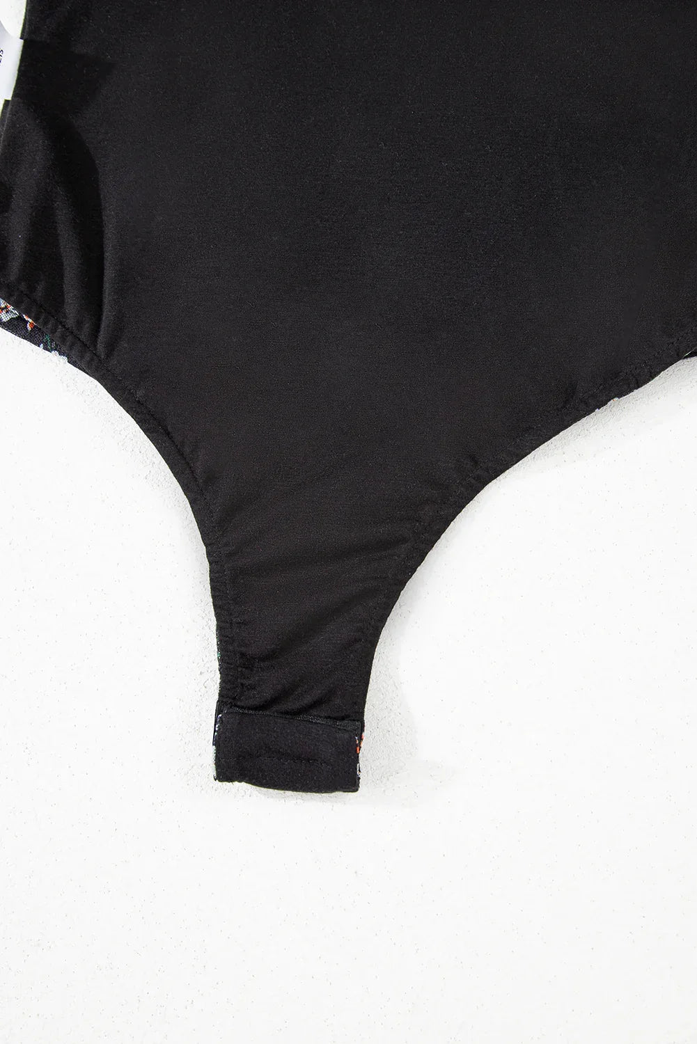 Black Floral Print U Neck Short Puff Sleeve Bodysuit - MarkoFit