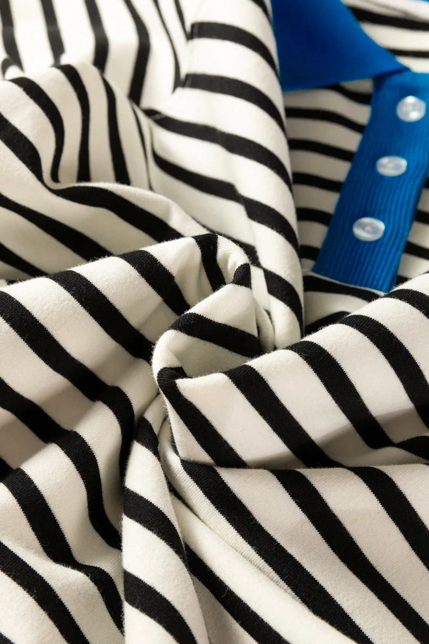 Black Stripe Color Block Patchwork Button Polo Collar Side Slit Sweatshirt - MarkoFit