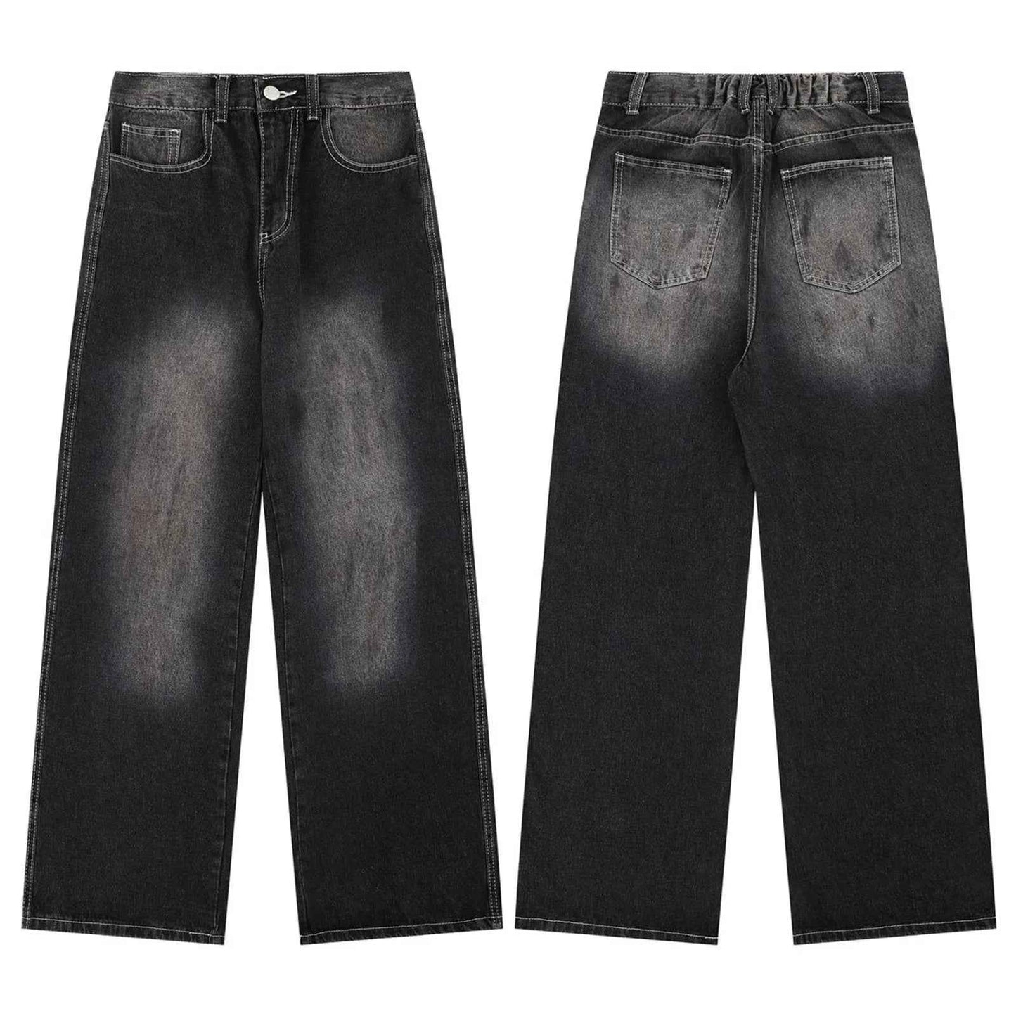Washed Straight Jeans Men Loose Slimming Design Trousers - MarkoFit