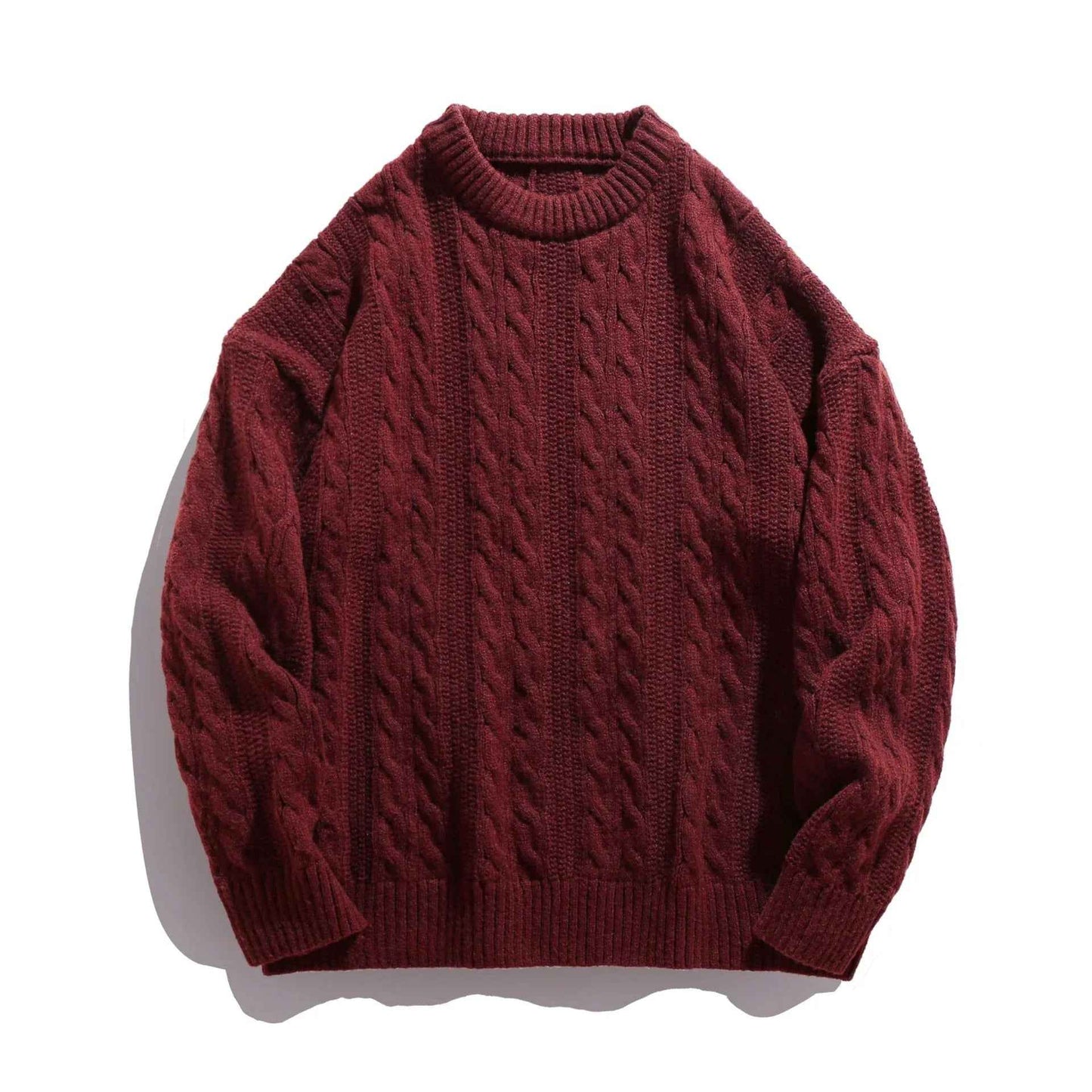 Round neck solid color loose sweater for men - MarkoFit