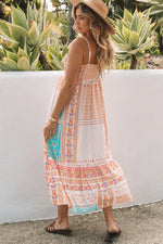 Multicolor Boho Patchwork Print Square Neck Sundress - MarkoFit