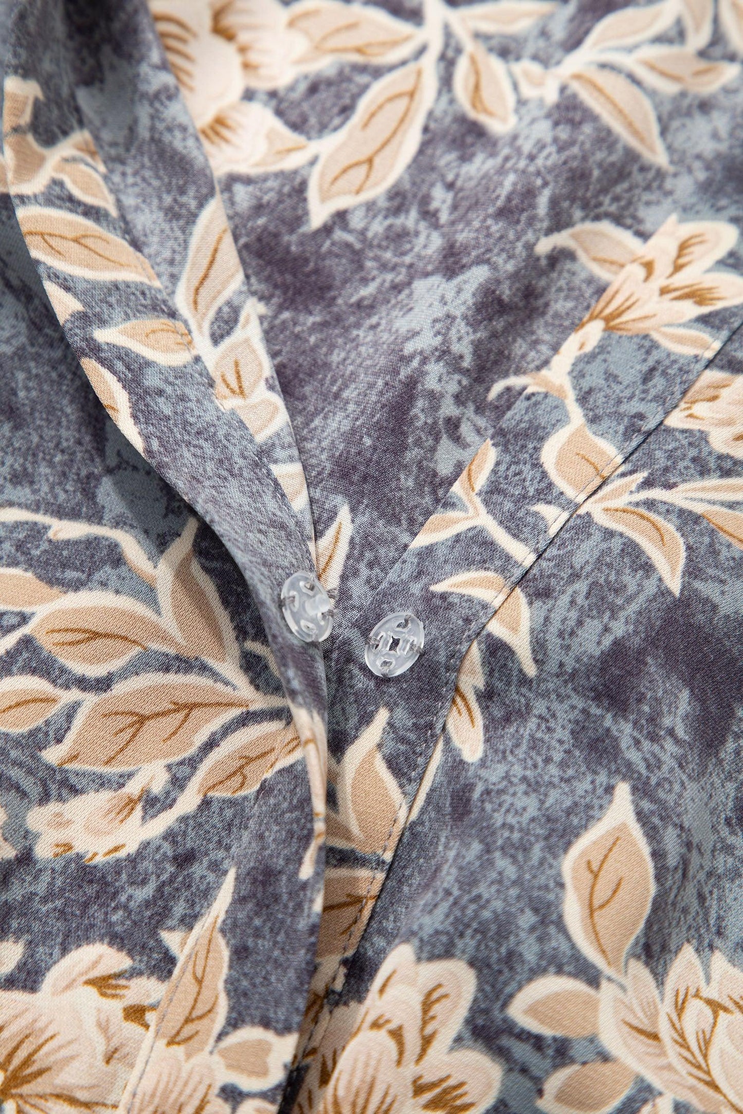 Sky Blue Floral Print Smocked High Waist Long Sleeve Maxi Dress - MarkoFit