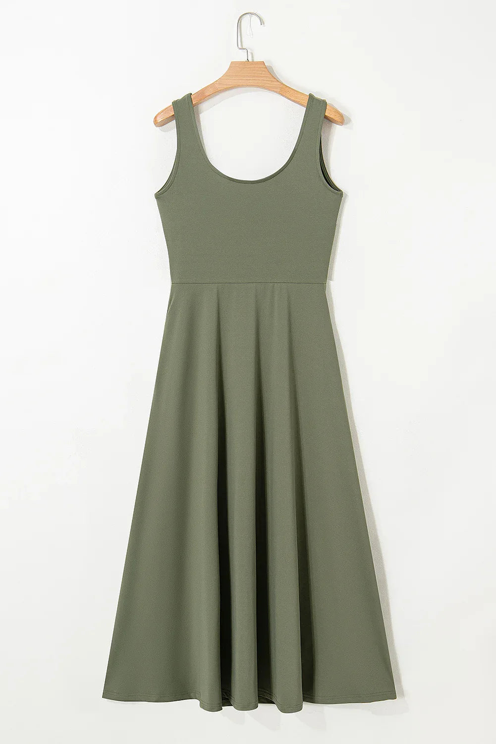 Four Leaf Clover Sleeveless Scoop Neck Flared Split Midi Dress - MarkoFit