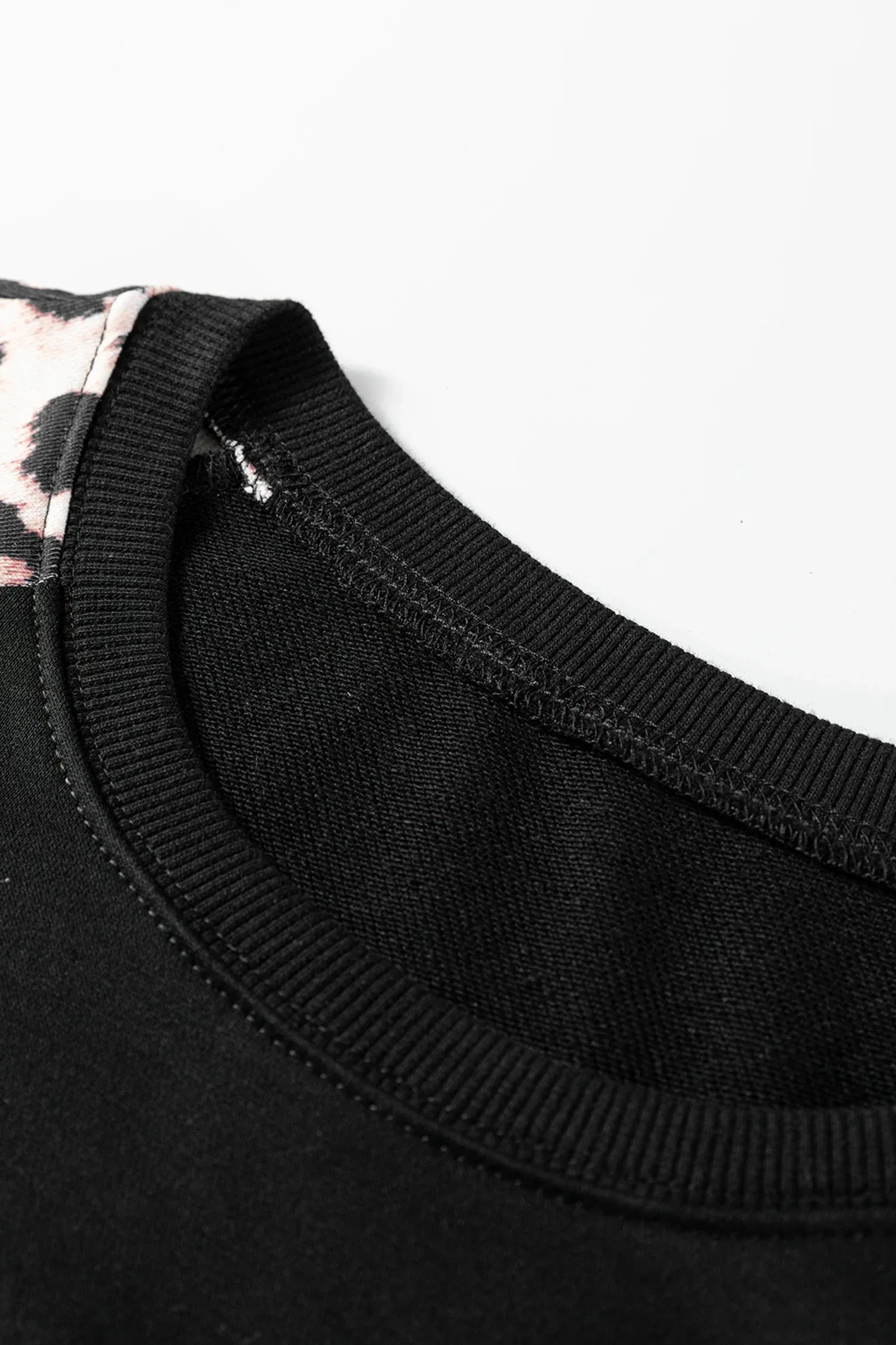 Black Leopard Print Patchwork Varsity Raglan Sleeve Sweatshirt Dress - MarkoFit