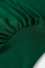 Blackish Green Solid Color Round Neck Ruched Detail Sleeveless Mini Dress - MarkoFit