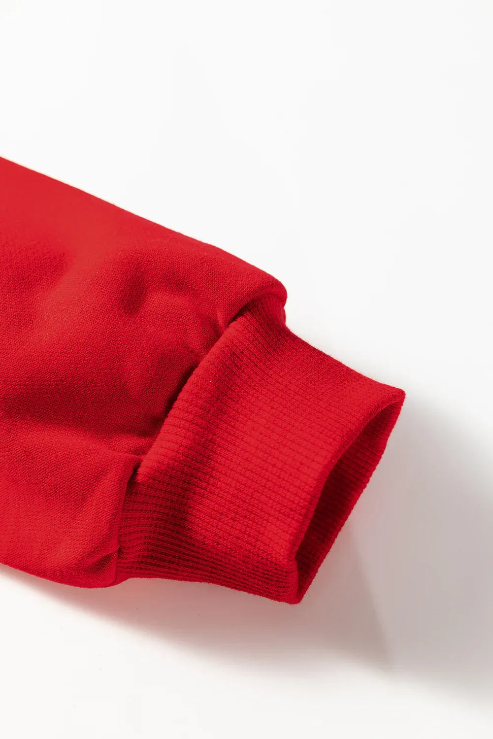 Fiery Red Varsity Contrast Banded Sleeve Shift Sweatshirt Dress - MarkoFit