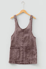Goat Vintage Washed Denim V Neck Suspender Mini Dress - MarkoFit
