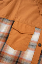 Khaki Plaid Color Block Patchwork Ruffle Hem Tunic Shirt Dress - MarkoFit