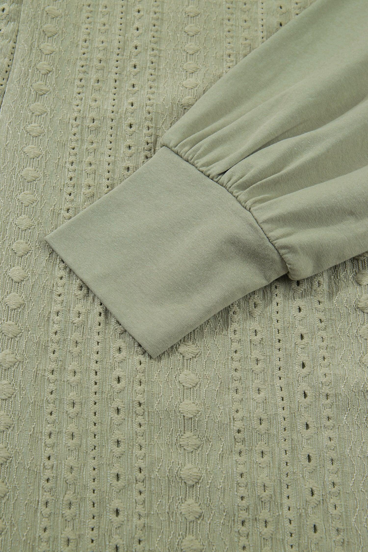 Laurel Green Jacquard Frilled Ruffled Long Sleeve Mini Dress - MarkoFit