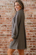 Simply Taupe Waffle Knit Shirt Tunic Dress - MarkoFit