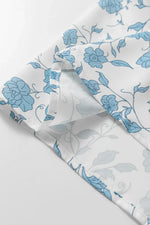 Sky Blue Floral Contrast Bow Puff Sleeve Mini Dress - MarkoFit