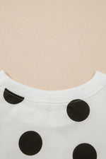 White Polka Dot Printed Long Sleeve Flared Mini Dress - MarkoFit