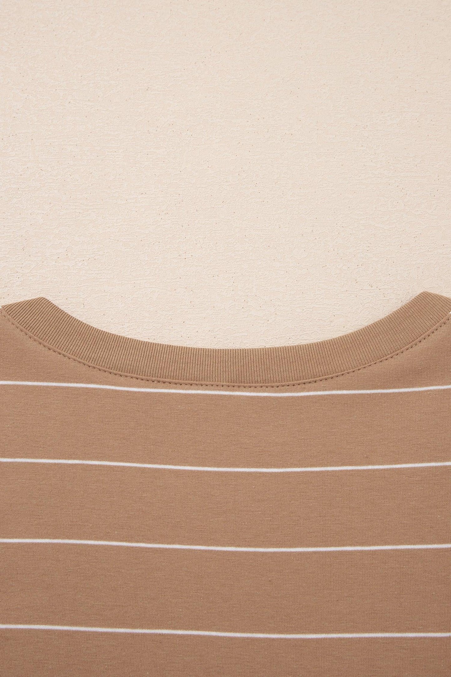 Khaki Stripe Casual Short Sleeve Side Slit Maxi T Shirt Dress - MarkoFit