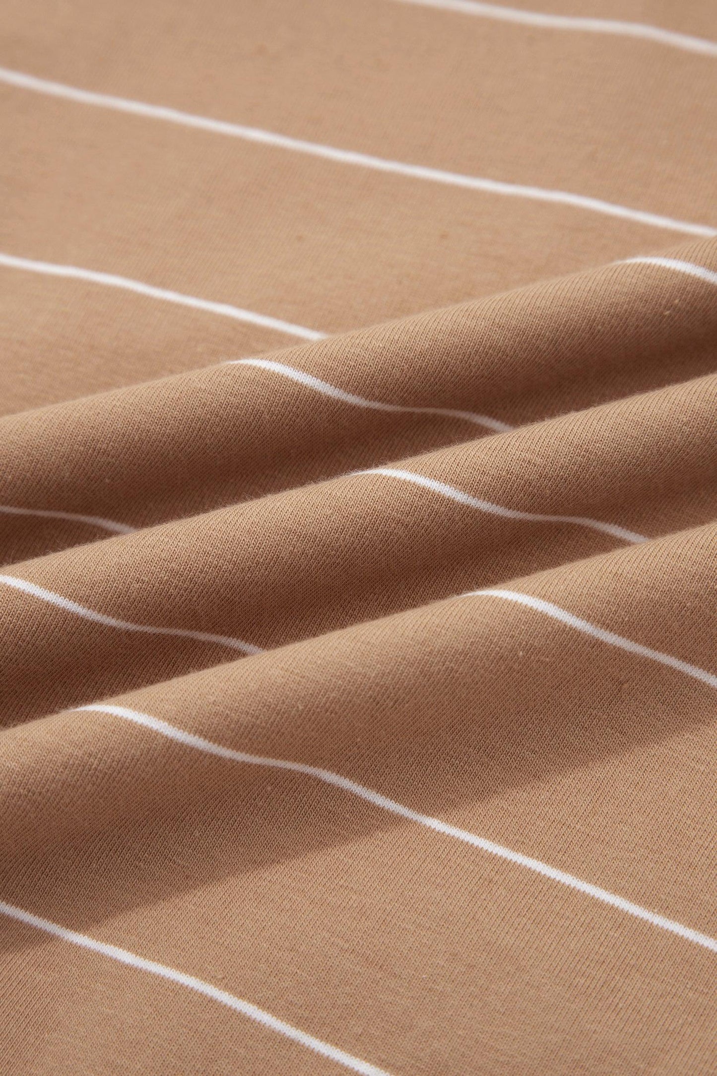 Khaki Stripe Casual Short Sleeve Side Slit Maxi T Shirt Dress - MarkoFit