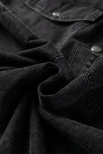 Medium Grey Beau Chest Pocket Raw Hem Denim Loose Shirt Dress - MarkoFit