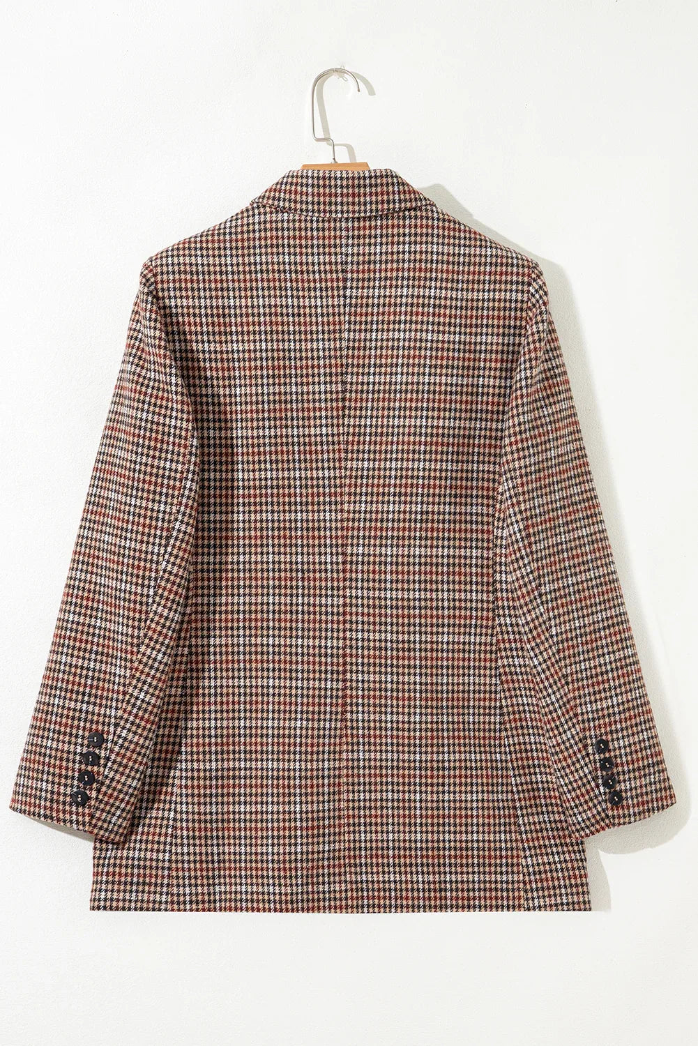 Brown Houndstooth Lapel Collar Blazer - MarkoFit