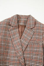 Brown Houndstooth Lapel Collar Blazer - MarkoFit