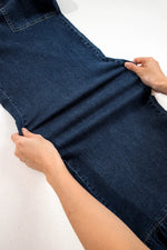 Dirty blue Plus Size Elastic Waist Ruffled Wide Leg Denim Pants - MarkoFit