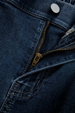 Dirty blue Plus Size Elastic Waist Ruffled Wide Leg Denim Pants - MarkoFit