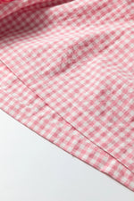 Pink Contrast Trim Plaid Print Plus Size Shorts - MarkoFit