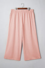 Pink Stripe Drawstring Plus Size Loose Pants - MarkoFit