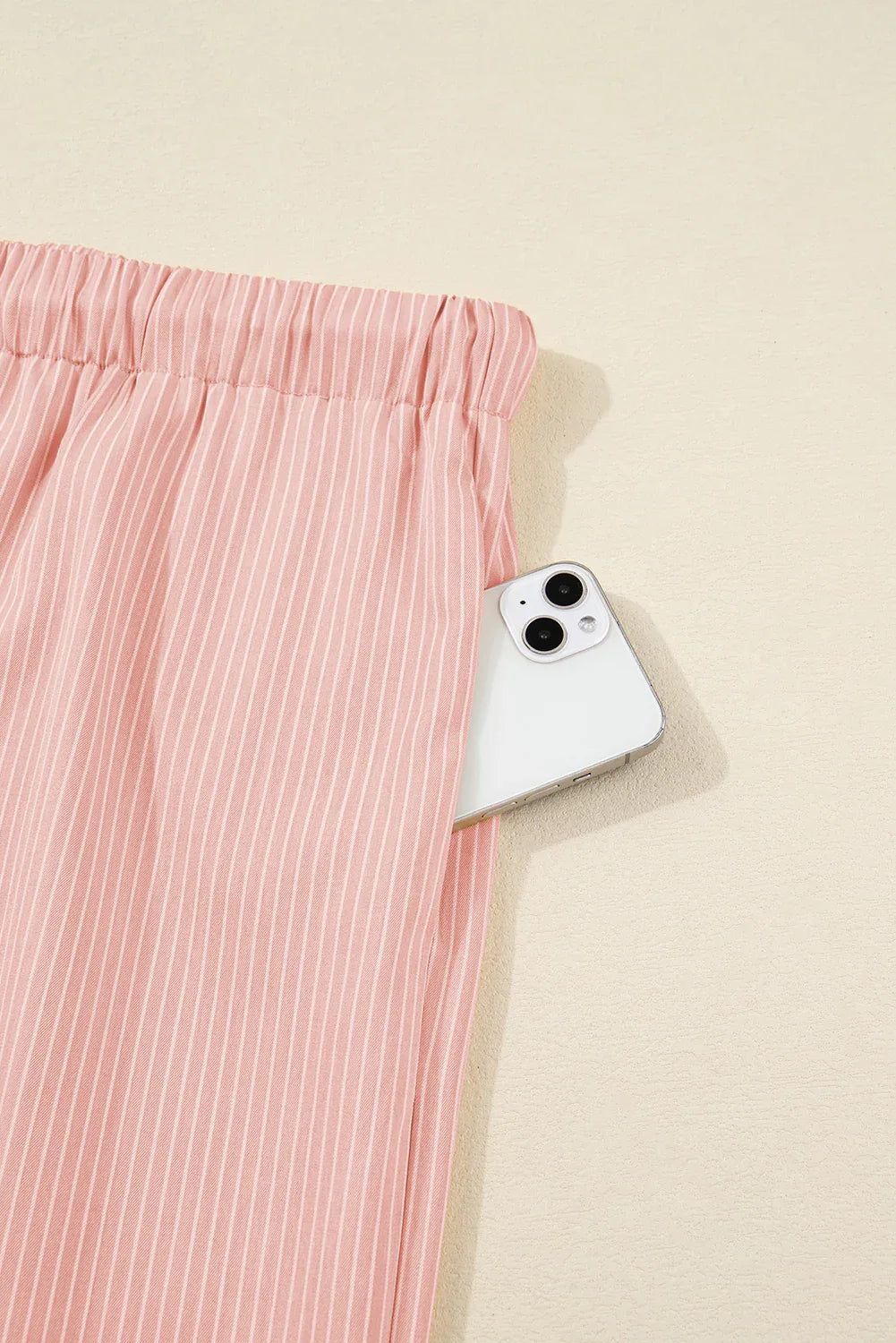 Pink Stripe Drawstring Plus Size Loose Pants - MarkoFit