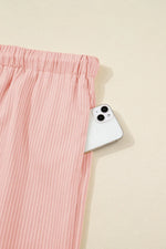 Pink Stripe Drawstring Plus Size Loose Pants - MarkoFit