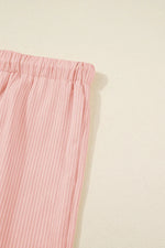 Pink Stripe Drawstring Plus Size Loose Pants - MarkoFit