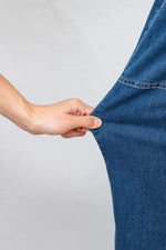 Sail Blue Plus Size Elastic Waist Ruffled Wide Leg Denim Pants - MarkoFit