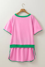 Bonbon Plus Size Contrast Trim T Shirt and Skirt Two Piece Set - MarkoFit