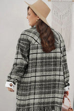 Black Plus Size Macrame Plaid Coat - MarkoFit