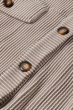 Smoke Gray Solid Corded Drop Shoulder Plus Size Shacket - MarkoFit