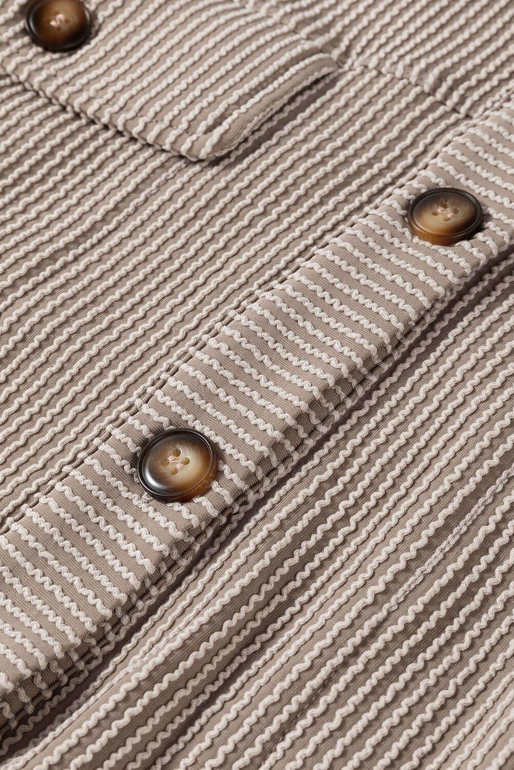 Smoke Gray Solid Corded Drop Shoulder Plus Size Shacket - MarkoFit