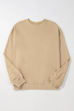 Apricot Solid Crew Neck Drop Shoulder Plus Size Sweatshirt - MarkoFit