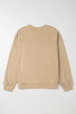 Apricot Solid Crew Neck Drop Shoulder Plus Size Sweatshirt - MarkoFit