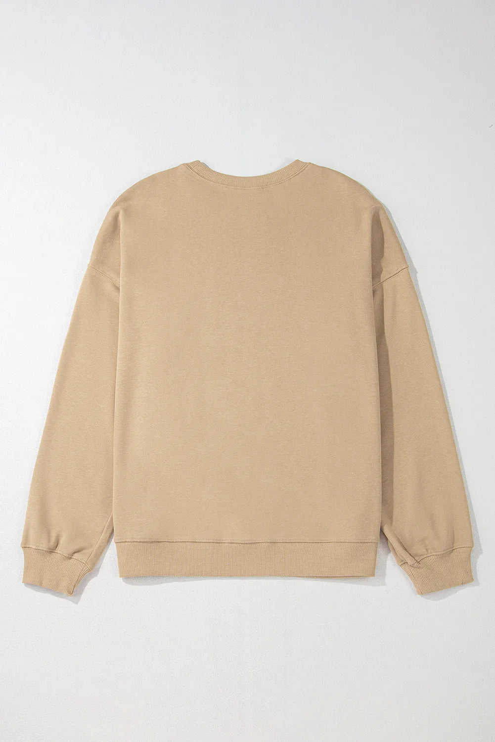 Apricot Solid Crew Neck Drop Shoulder Plus Size Sweatshirt - MarkoFit