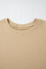 Apricot Solid Crew Neck Drop Shoulder Plus Size Sweatshirt - MarkoFit