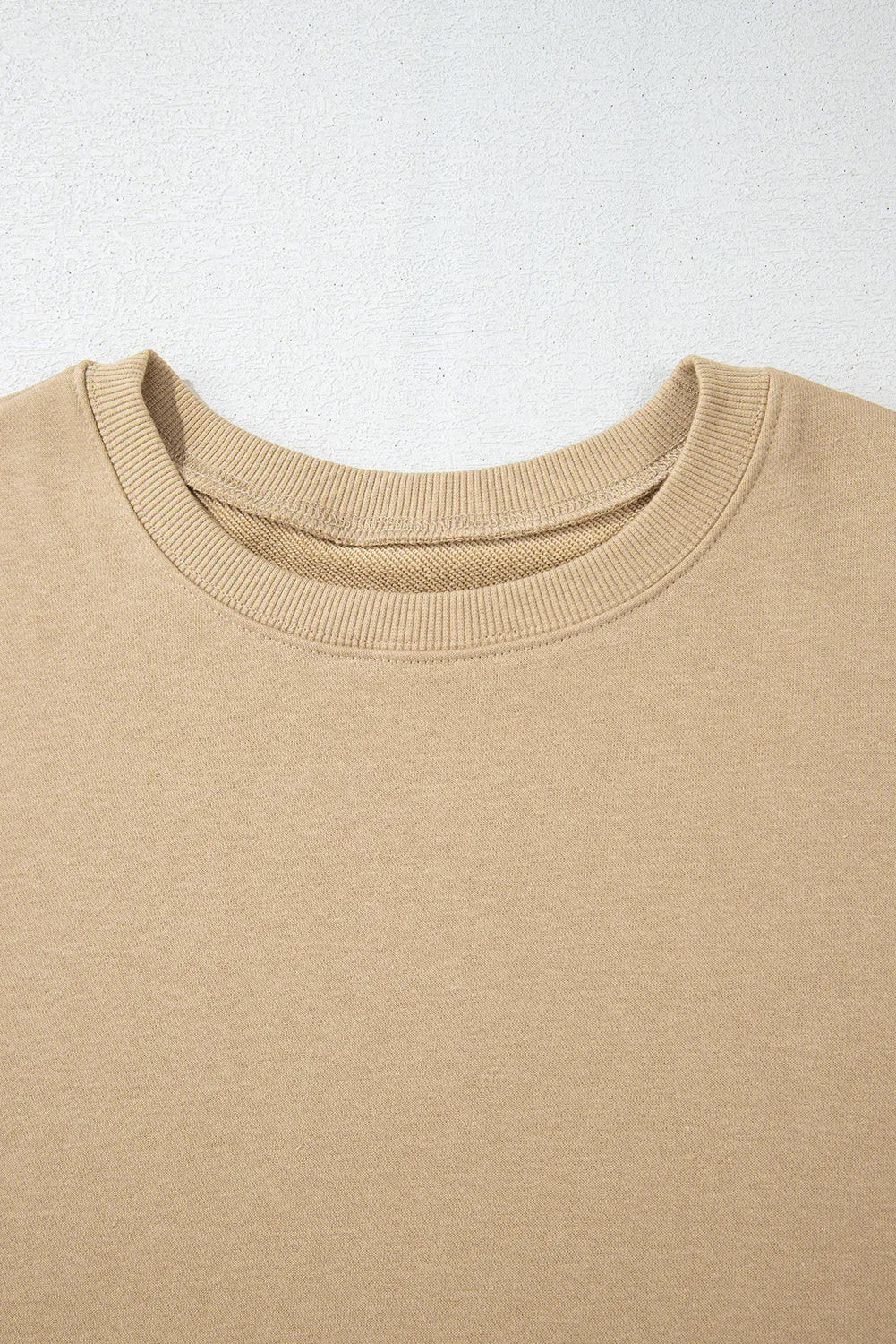 Apricot Solid Crew Neck Drop Shoulder Plus Size Sweatshirt - MarkoFit