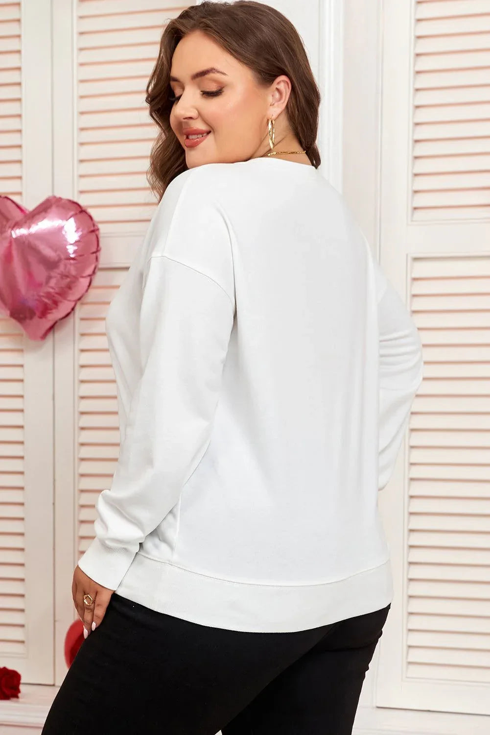 Beige Big Bow Accent Plus Size Drop Shoulder Sweatshirt - MarkoFit