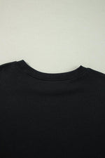 Black Solid Crew Neck Drop Shoulder Plus Size Sweatshirt - MarkoFit