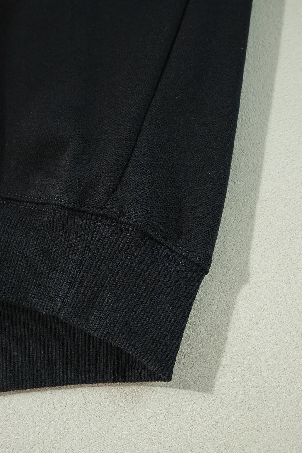 Black Solid Crew Neck Drop Shoulder Plus Size Sweatshirt - MarkoFit