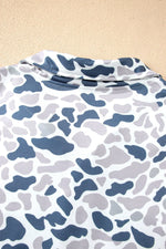 Multicolour Plus Camouflage Print Quarter Zip Kangaroo Pocket Pullover Sweatshirt - MarkoFit