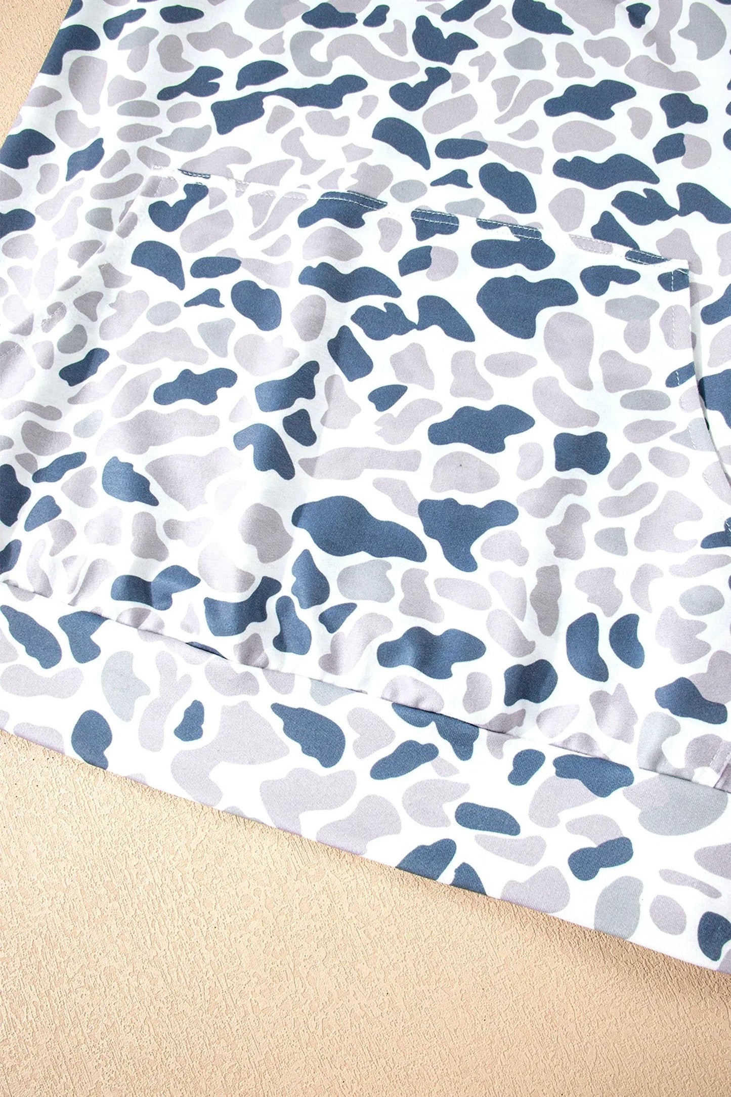 Multicolour Plus Camouflage Print Quarter Zip Kangaroo Pocket Pullover Sweatshirt - MarkoFit