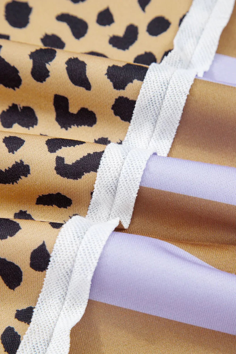 Purple Leopard Striped Patchwork Plus Size Loose Sweatshirt - MarkoFit