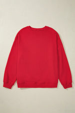 Racing Red Solid Crew Neck Drop Shoulder Plus Size Sweatshirt - MarkoFit