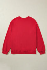 Racing Red Solid Crew Neck Drop Shoulder Plus Size Sweatshirt - MarkoFit