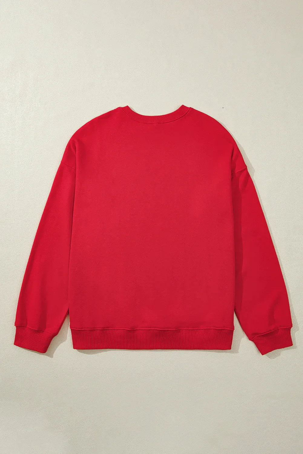 Racing Red Solid Crew Neck Drop Shoulder Plus Size Sweatshirt - MarkoFit
